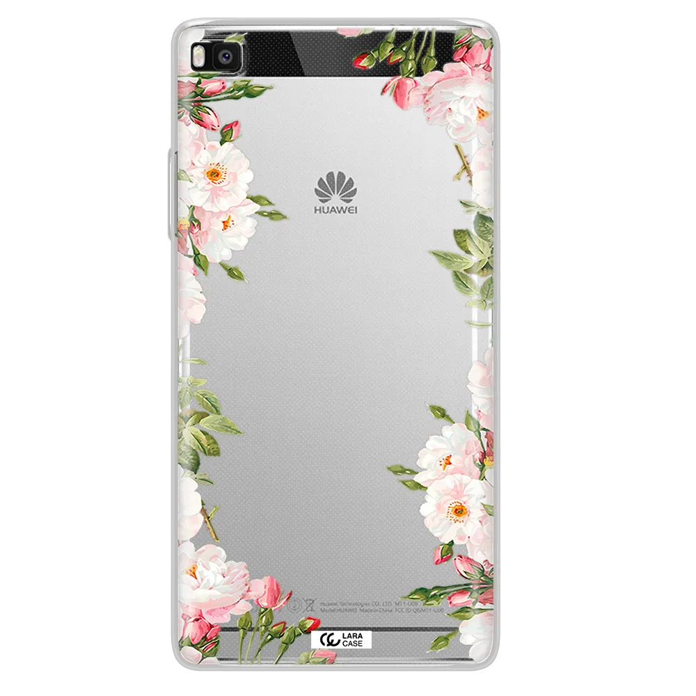 Watercolor Floral Frame Huawei P8 Clear TPU Case