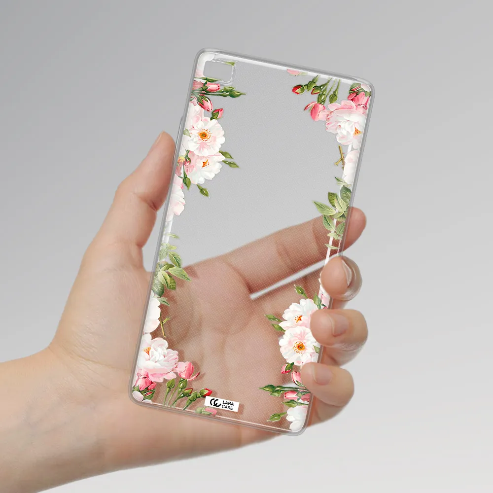 Watercolor Floral Frame Huawei P8 Clear TPU Case