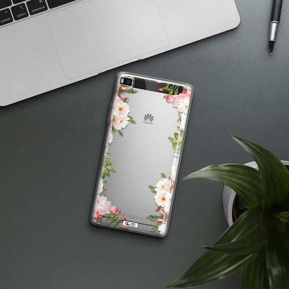 Watercolor Floral Frame Huawei P8 Clear TPU Case
