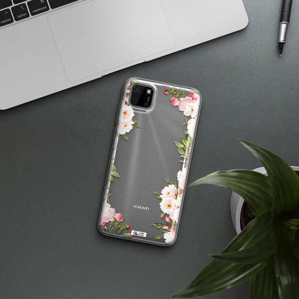 Watercolor Floral Frame Huawei Y5P Clear TPU Case
