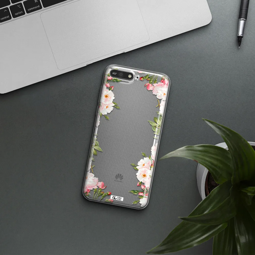 Watercolor Floral Frame Huawei Y6 2018 Clear TPU Case