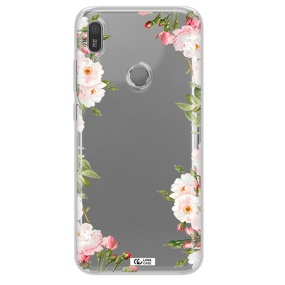 Watercolor Floral Frame Huawei Y6 2019 Clear TPU Case