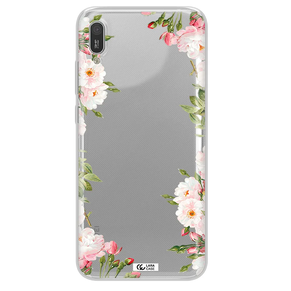 Watercolor Floral Frame Huawei Y6 Pro 2019 Clear TPU Case