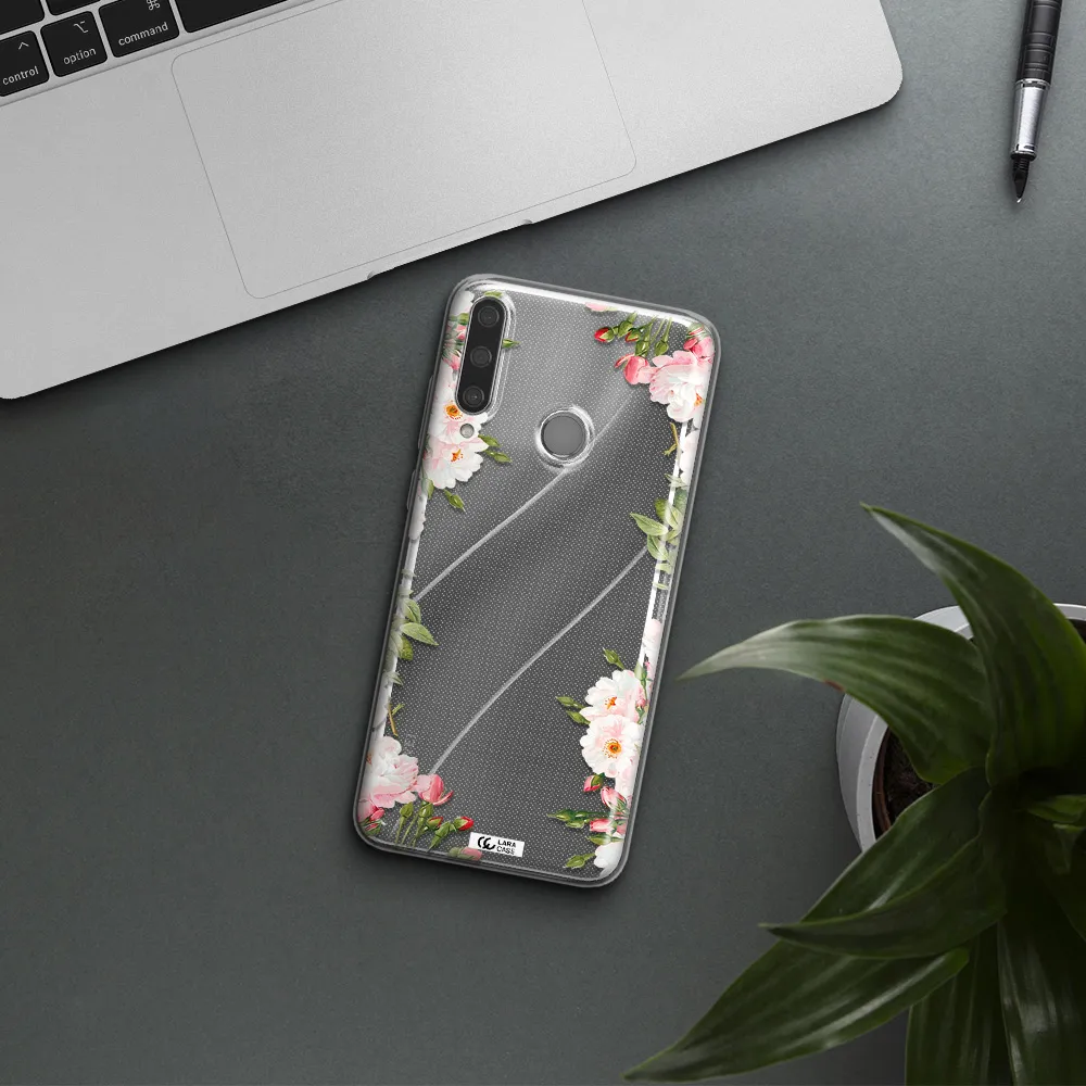Watercolor Floral Frame Huawei Y6P Clear TPU Case