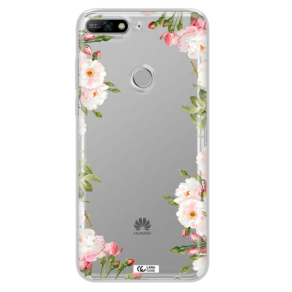 Watercolor Floral Frame Huawei Y7 2018 Clear TPU Case