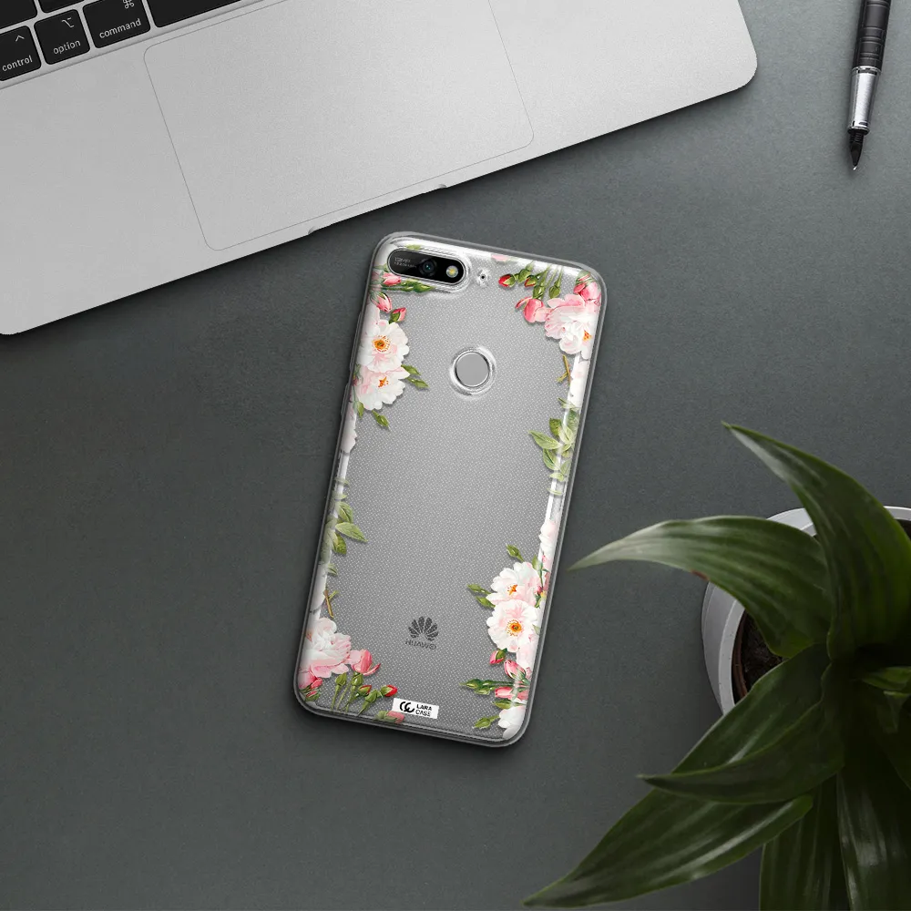 Watercolor Floral Frame Huawei Y7 2018 Clear TPU Case