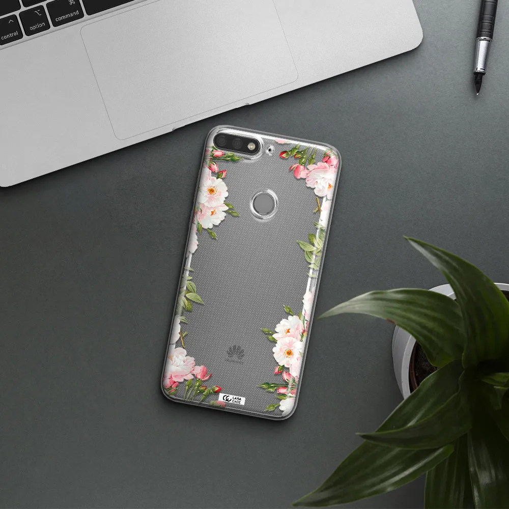 Watercolor Floral Frame Huawei Y7 Prime 2018 Clear TPU Case