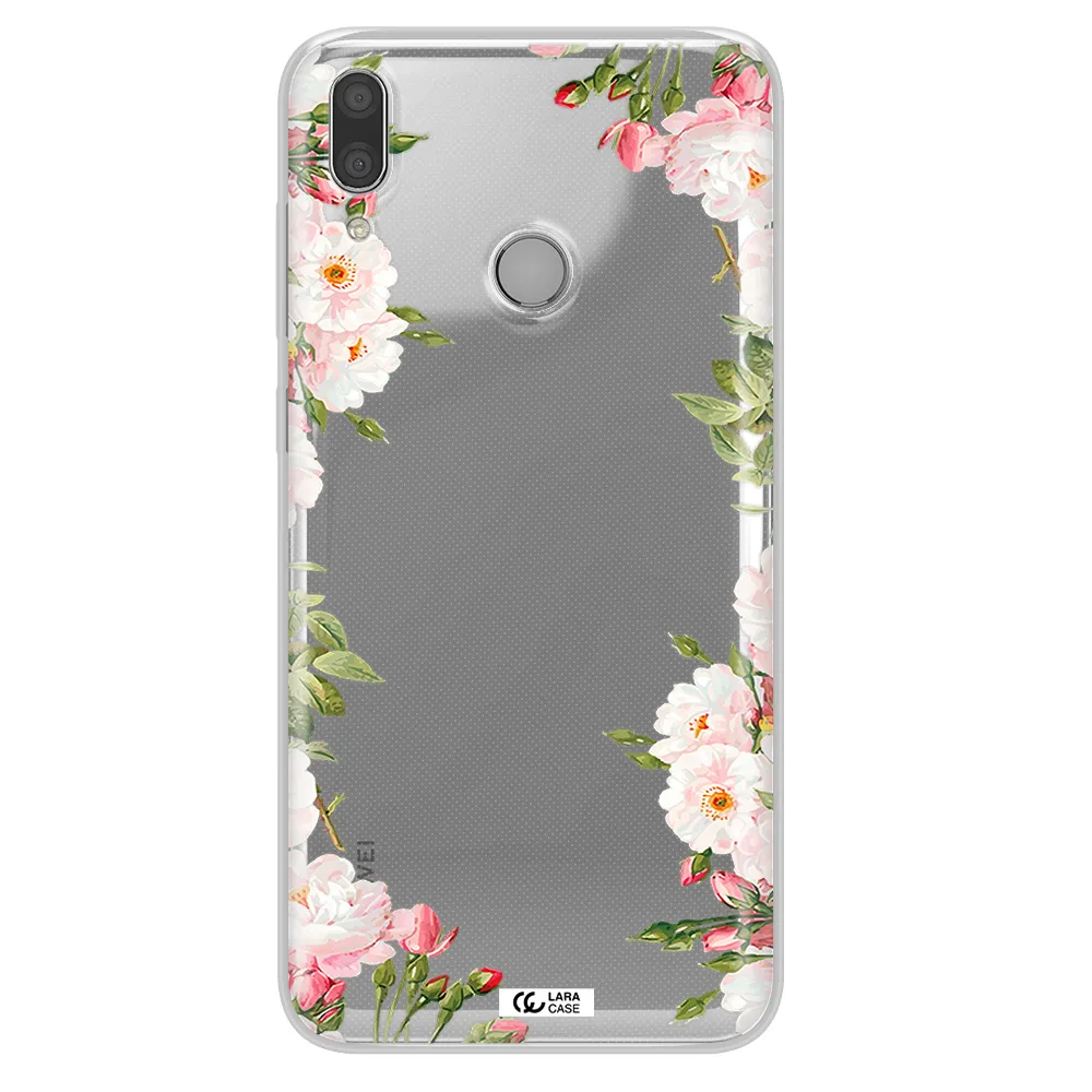 Watercolor Floral Frame Huawei Y9 2019 Clear TPU Case