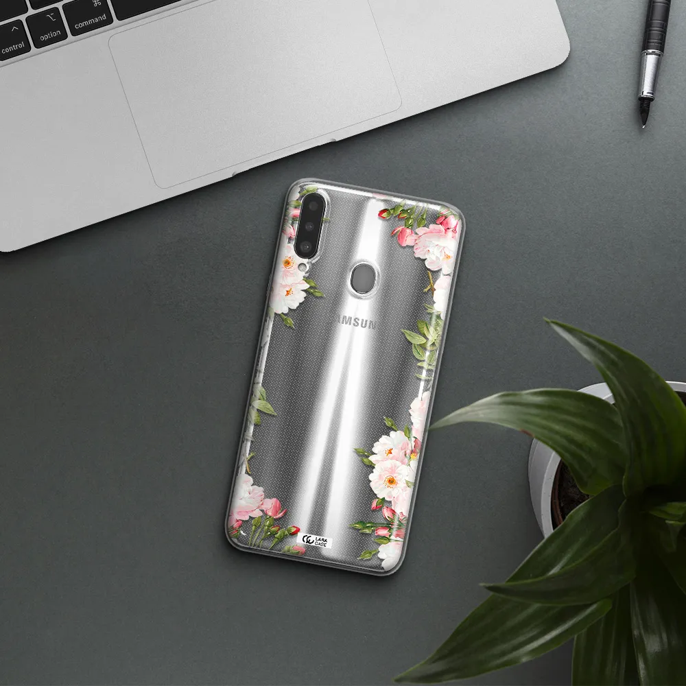 Watercolor Floral Frame Samsung A20S Clear TPU Case