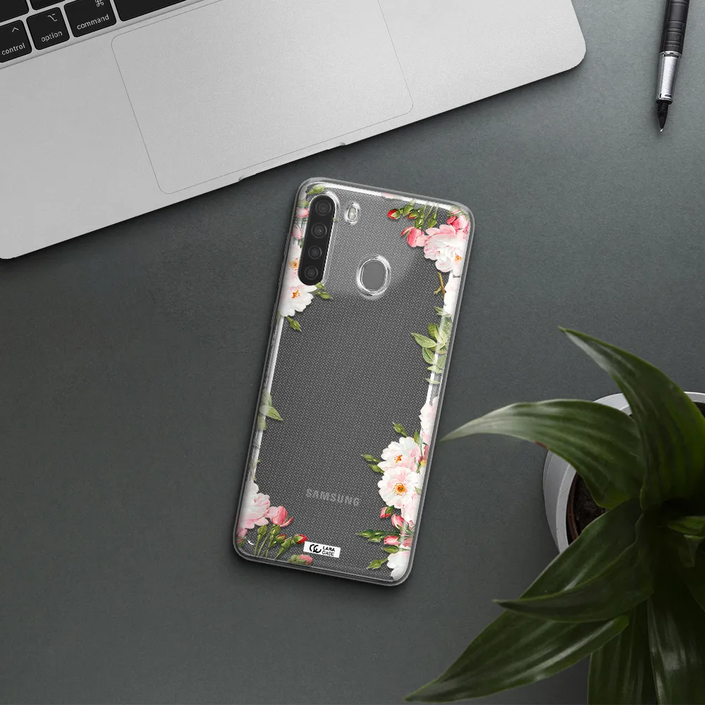 Watercolor Floral Frame Samsung A21 Clear TPU Case