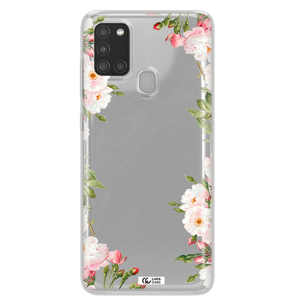 Watercolor Floral Frame Samsung A21S Clear TPU Case