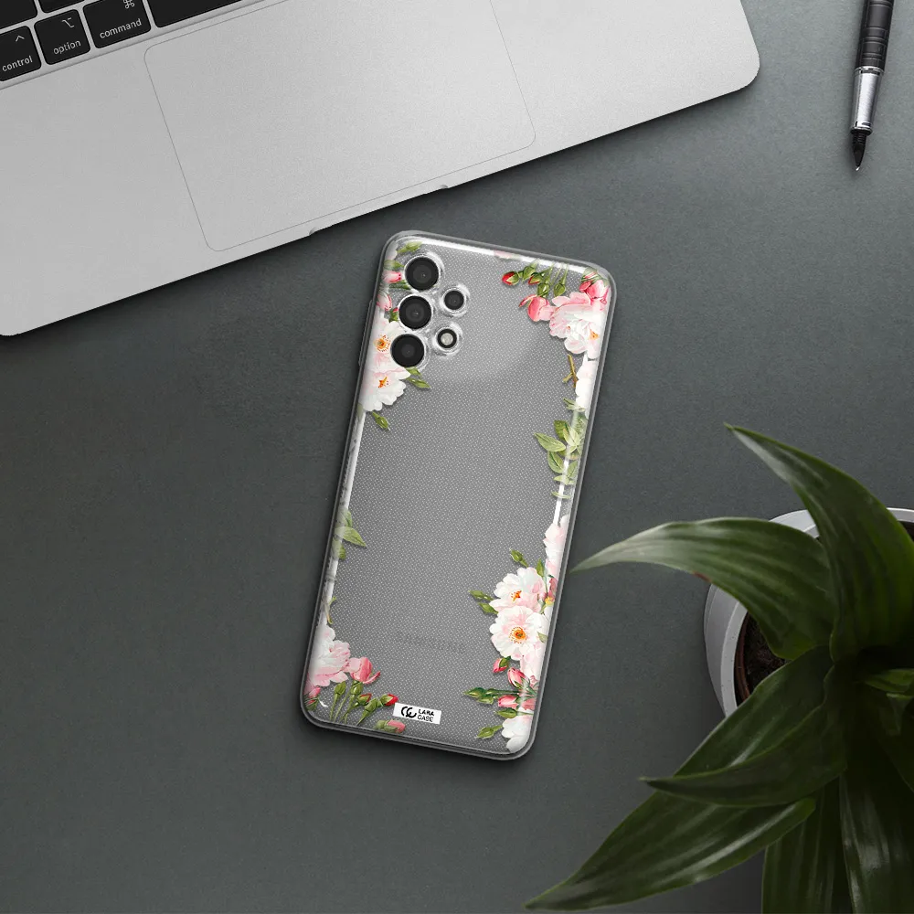 Watercolor Floral Frame Samsung A32 Clear TPU Case