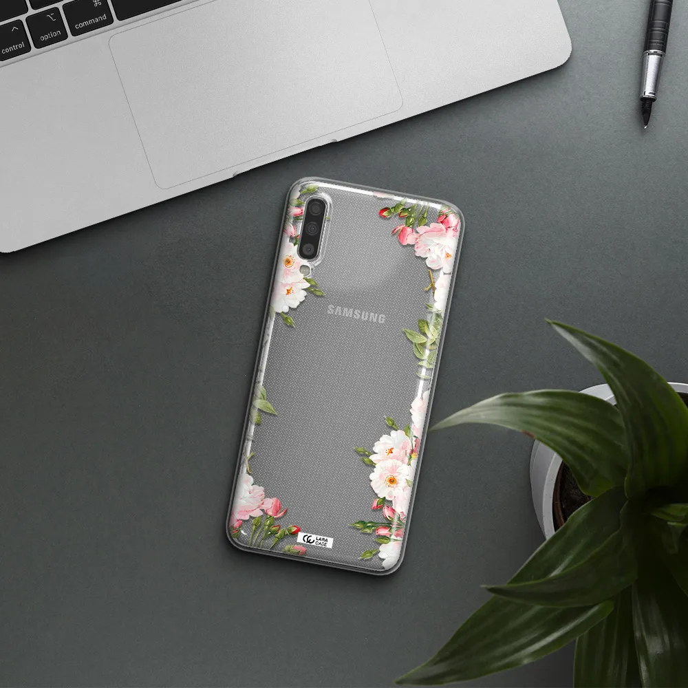 Watercolor Floral Frame Samsung A70 Clear TPU Case