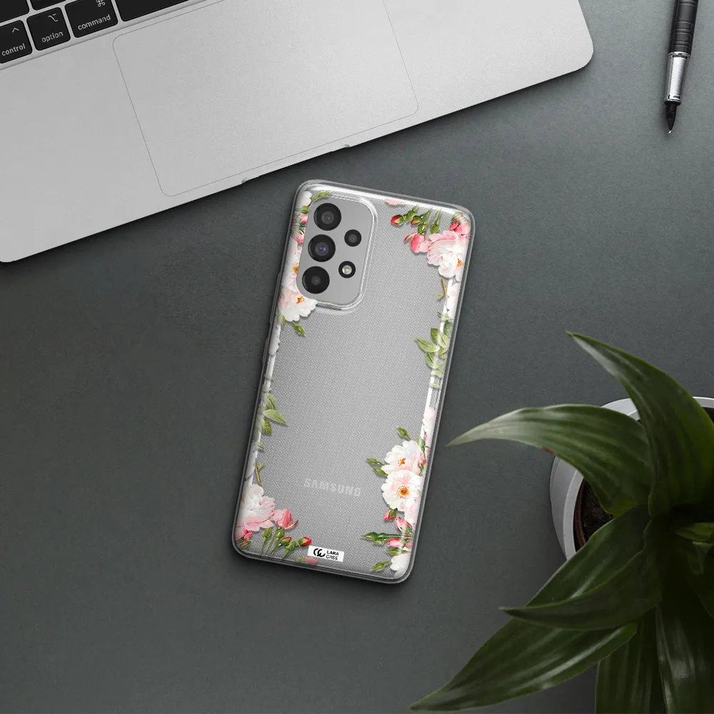 Watercolor Floral Frame Samsung A73 Clear TPU Case