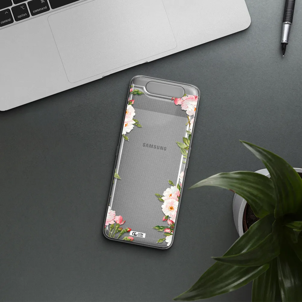 Watercolor Floral Frame Samsung A80 Clear TPU Case