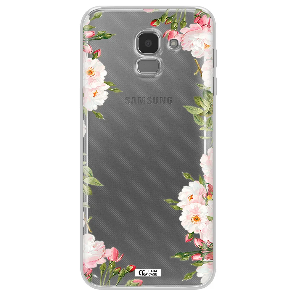Watercolor Floral Frame Samsung J6 Clear TPU Case
