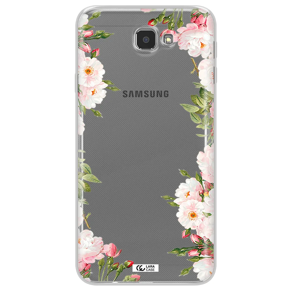 Watercolor Floral Frame Samsung J7 Prim Clear TPU Case