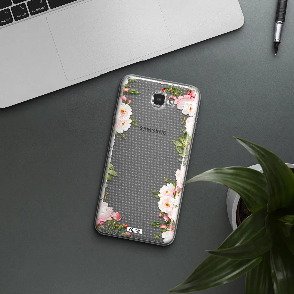 Watercolor Floral Frame Samsung J7 Prim Clear TPU Case