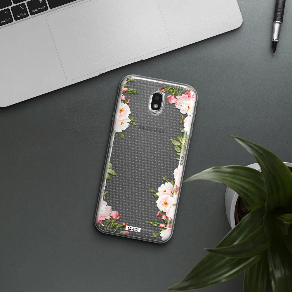 Watercolor Floral Frame Samsung J7 Pro Clear TPU Case