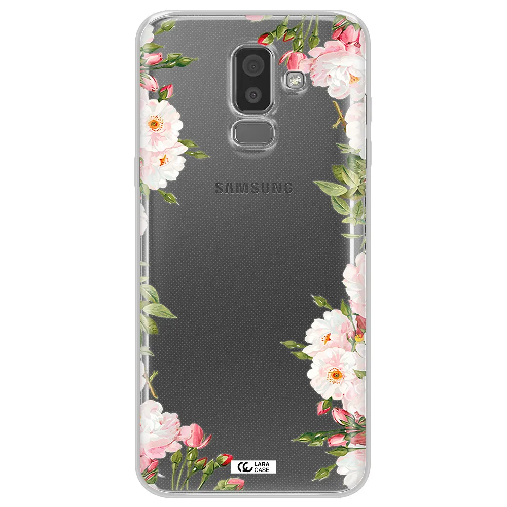 Watercolor Floral Frame Samsung J8 Clear TPU Case