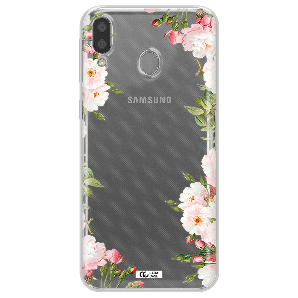 Watercolor Floral Frame Samsung M20 Clear TPU Case
