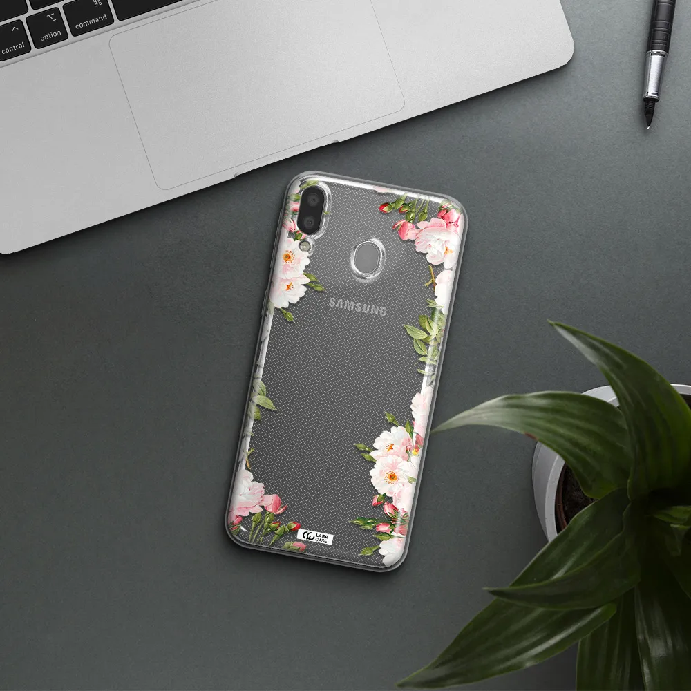 Watercolor Floral Frame Samsung M20 Clear TPU Case