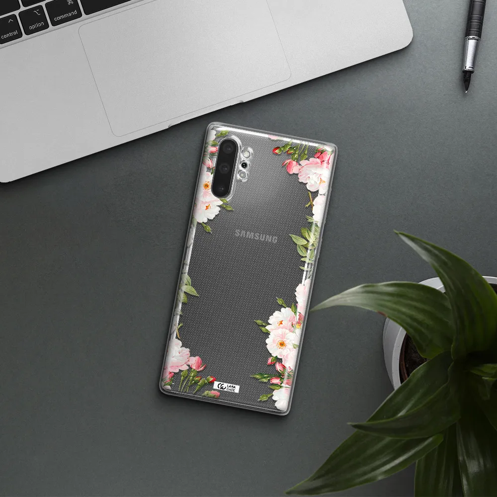 Watercolor Floral Frame Samsung Note 10 Plus Clear TPU Case