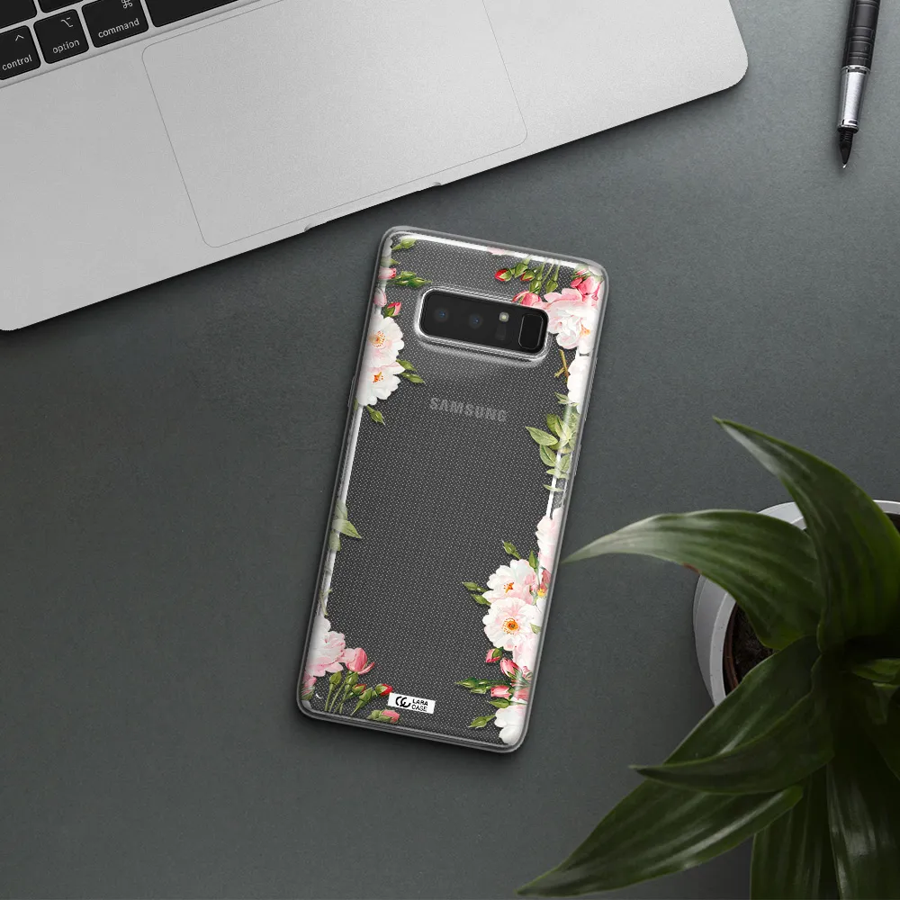 Watercolor Floral Frame Samsung Note 8 Clear TPU Case