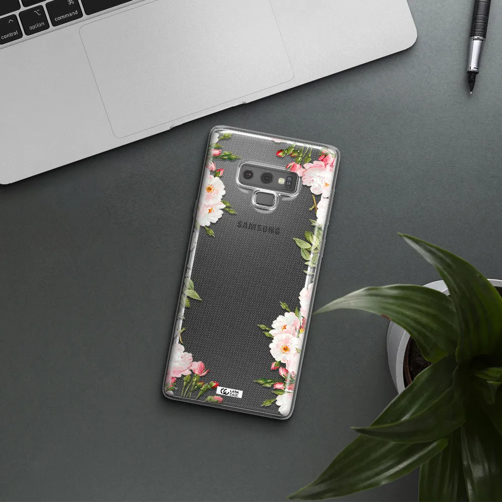 Watercolor Floral Frame Samsung Note 9 Clear TPU Case