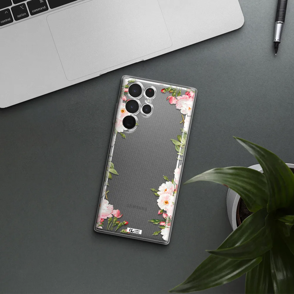 Watercolor Floral Frame Samsung S 22 Ultra Clear TPU Case