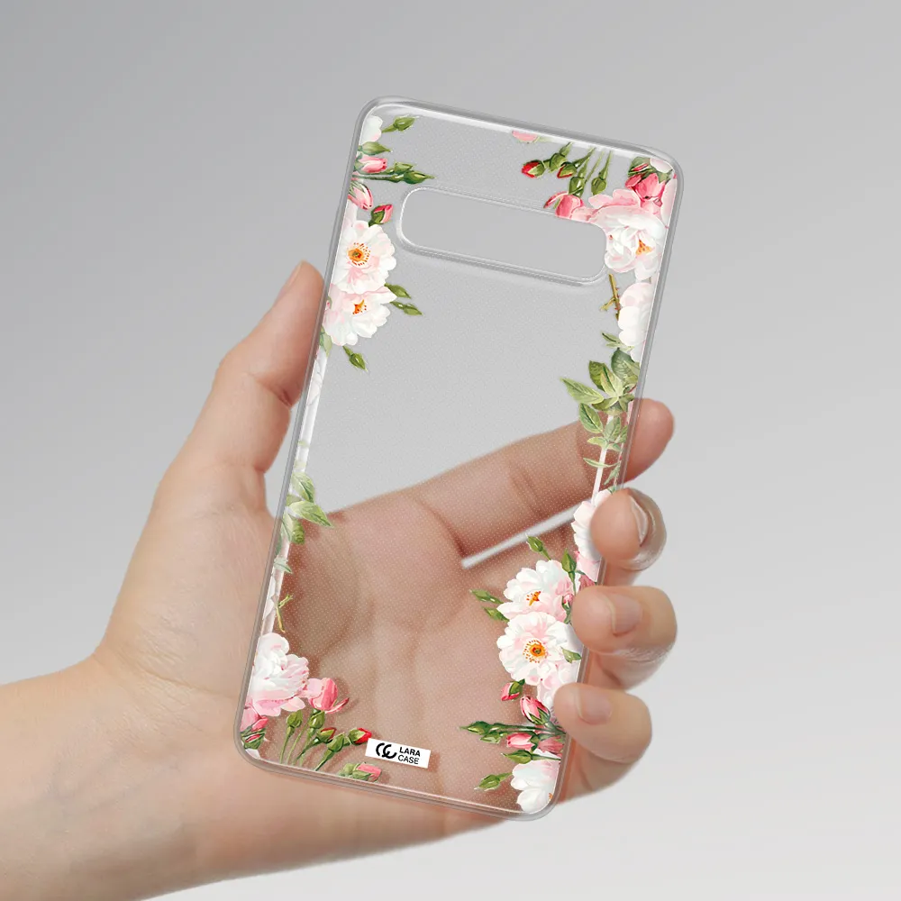 Watercolor Floral Frame Samsung S10 Clear TPU Case