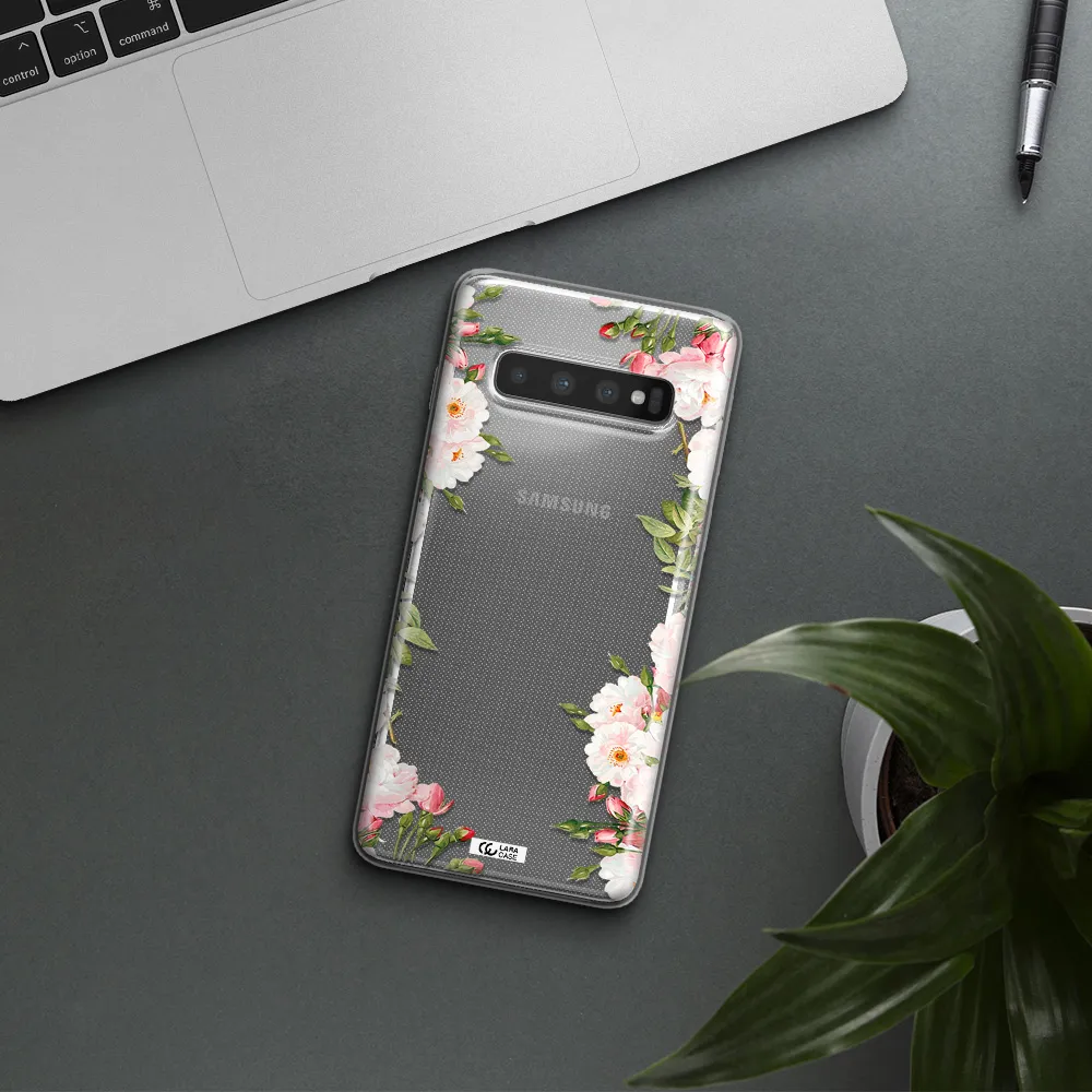 Watercolor Floral Frame Samsung S10 Plus Clear TPU Case