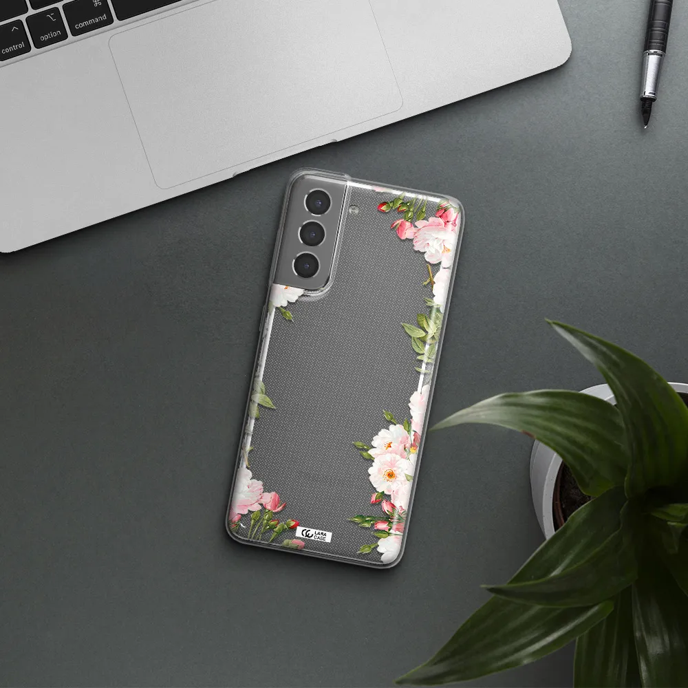 Watercolor Floral Frame Samsung S21 Clear TPU Case