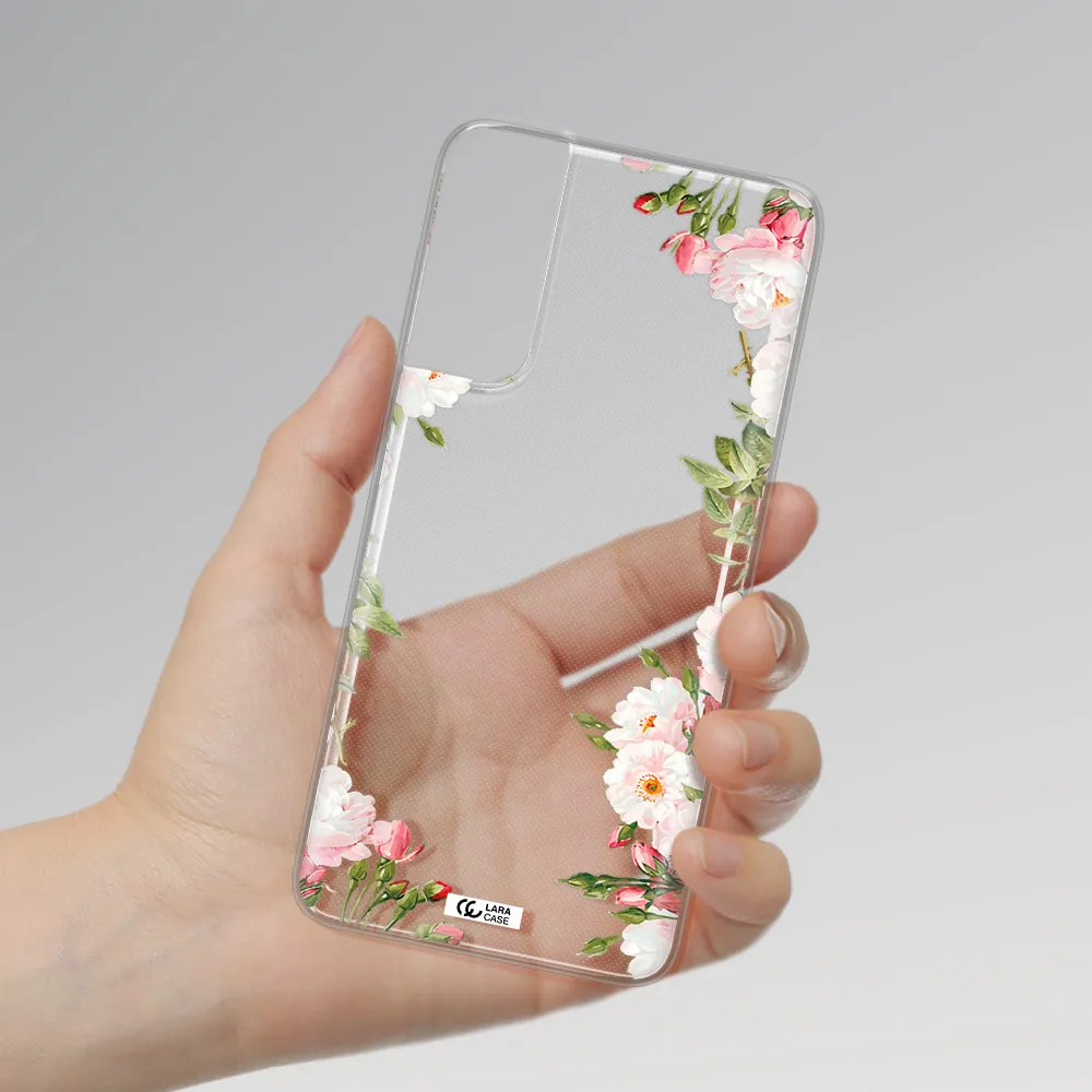 Watercolor Floral Frame Samsung S21 Plus Clear TPU Case