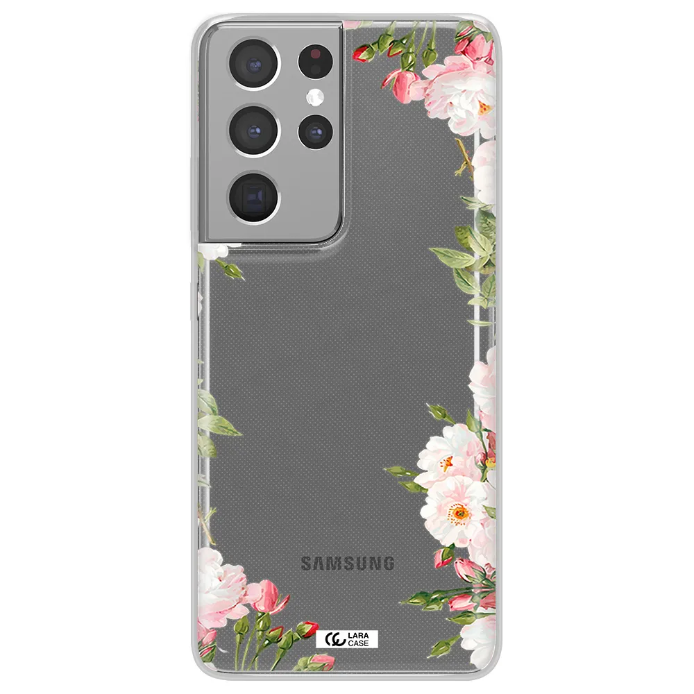 Watercolor Floral Frame Samsung S21 Ultra Clear TPU Case
