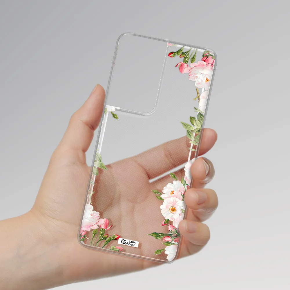 Watercolor Floral Frame Samsung S21 Ultra Clear TPU Case