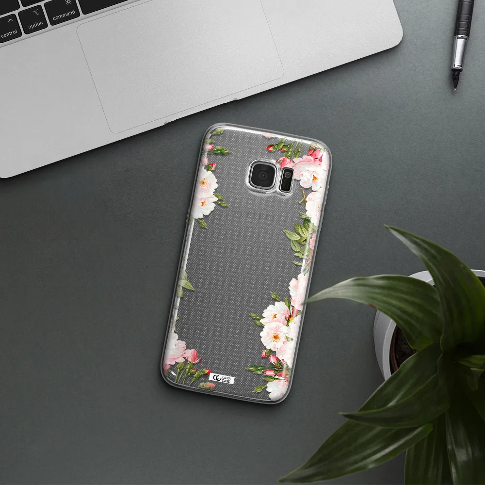 Watercolor Floral Frame Samsung S7 Edge Clear TPU Case