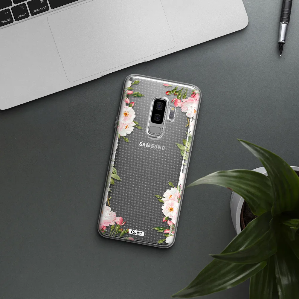 Watercolor Floral Frame Samsung S9 Plus Clear TPU Case