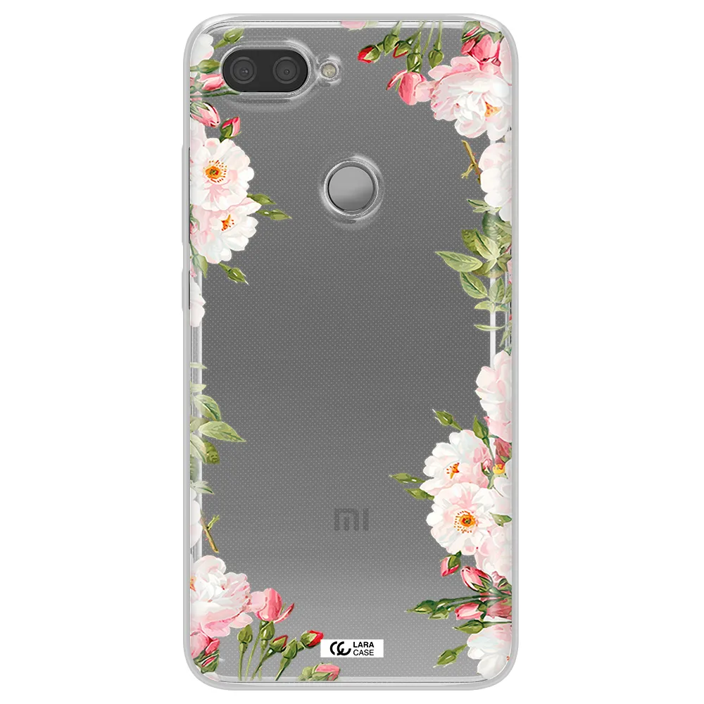 Watercolor Floral Frame Xiaomi Mi 8 Lite Clear TPU Case