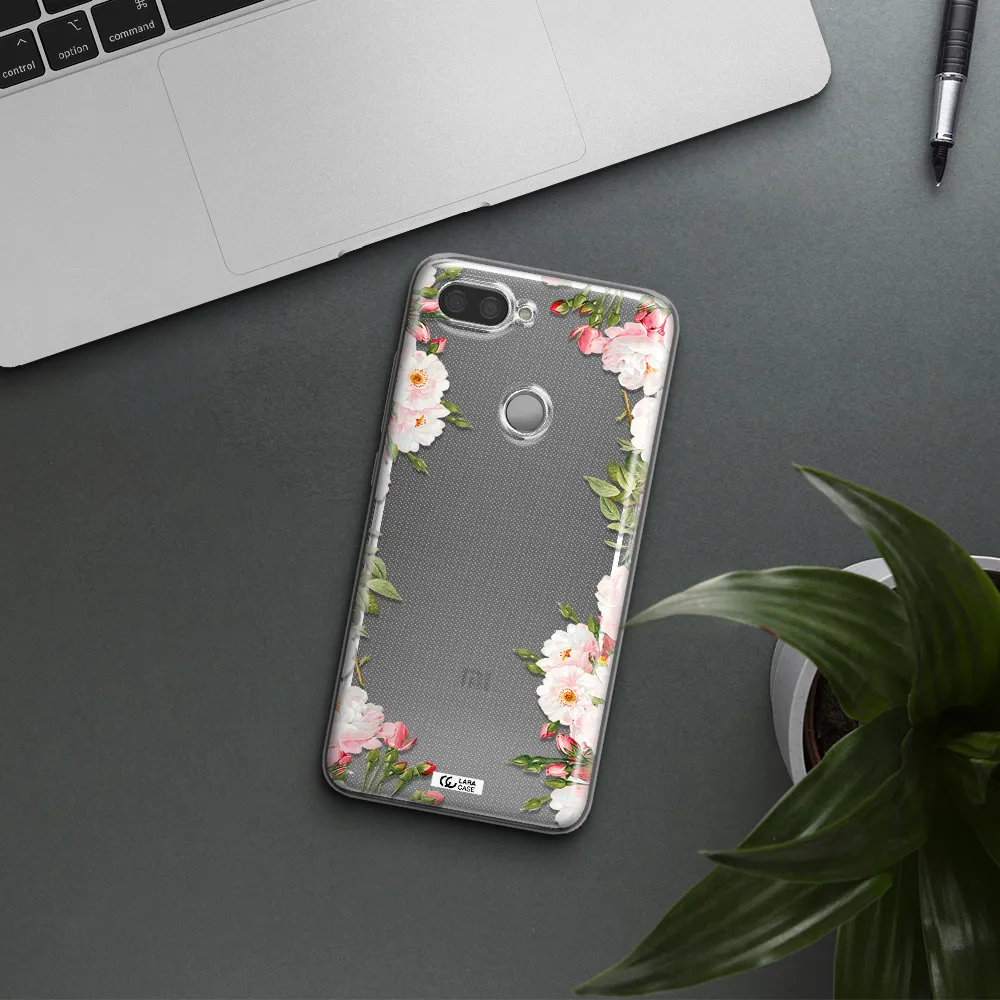 Watercolor Floral Frame Xiaomi Mi 8 Lite Clear TPU Case