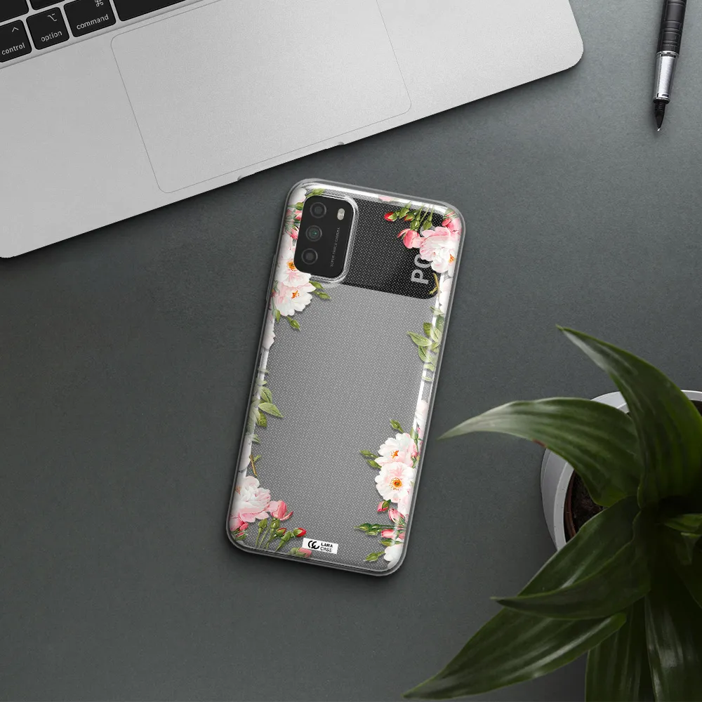 Watercolor Floral Frame Xiaomi Poco M3 Clear TPU Case