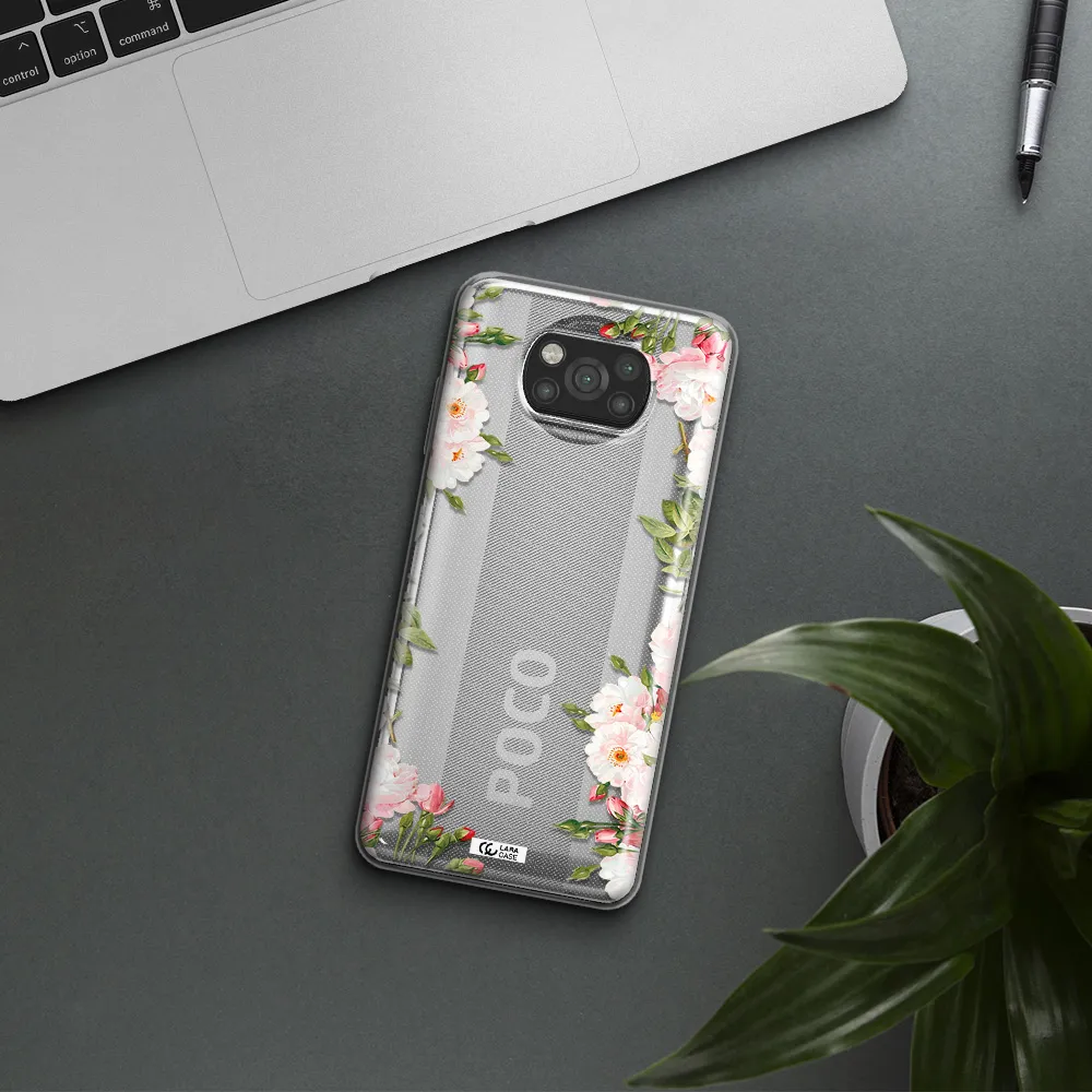 Watercolor Floral Frame Xiaomi Poco X3 Clear TPU Case