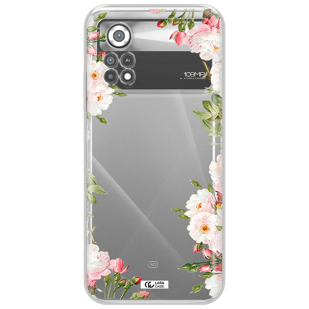 Watercolor Floral Frame Xiaomi Poco X4 Pro Clear TPU Case