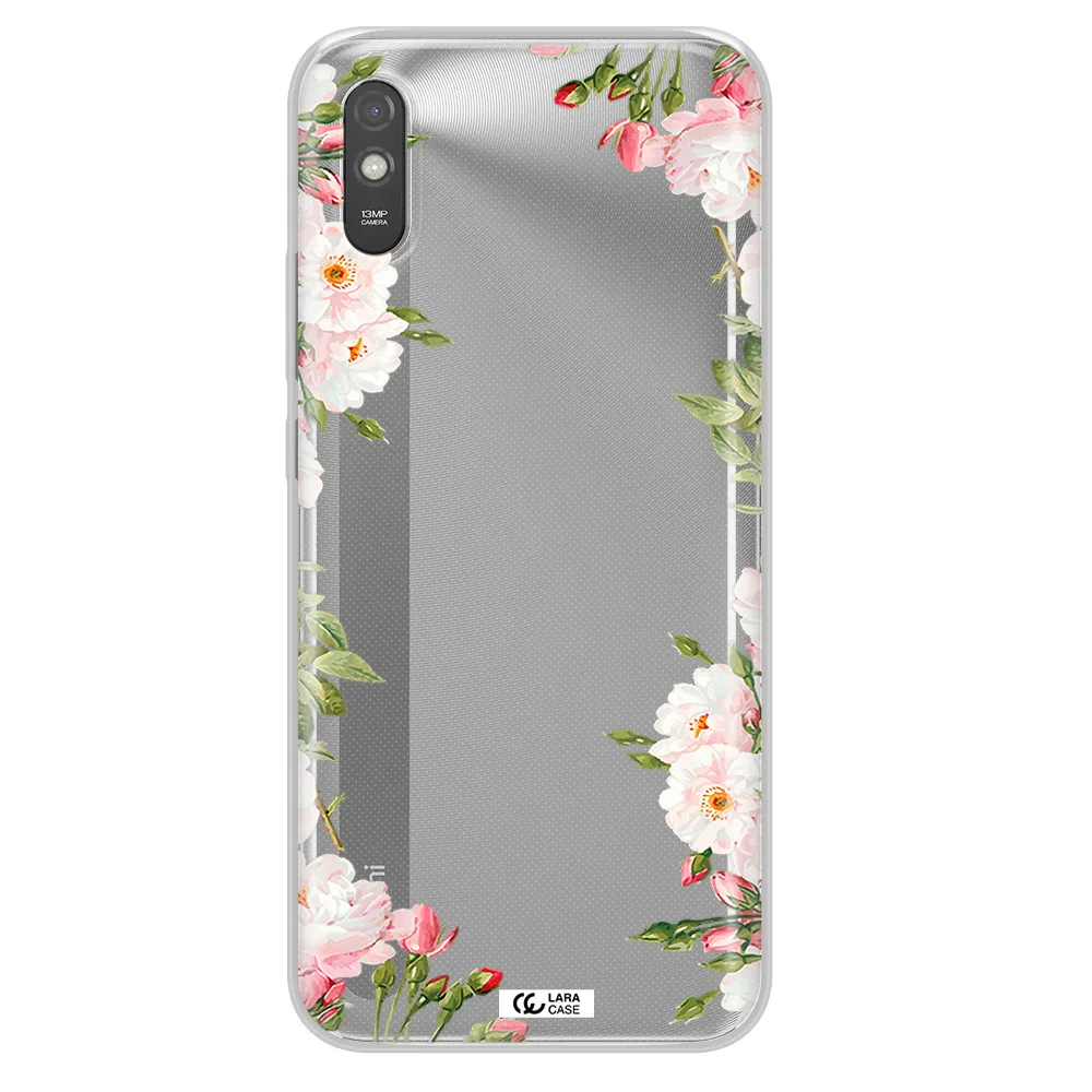 Watercolor Floral Frame Xiaomi Redmi 9A Clear TPU Case