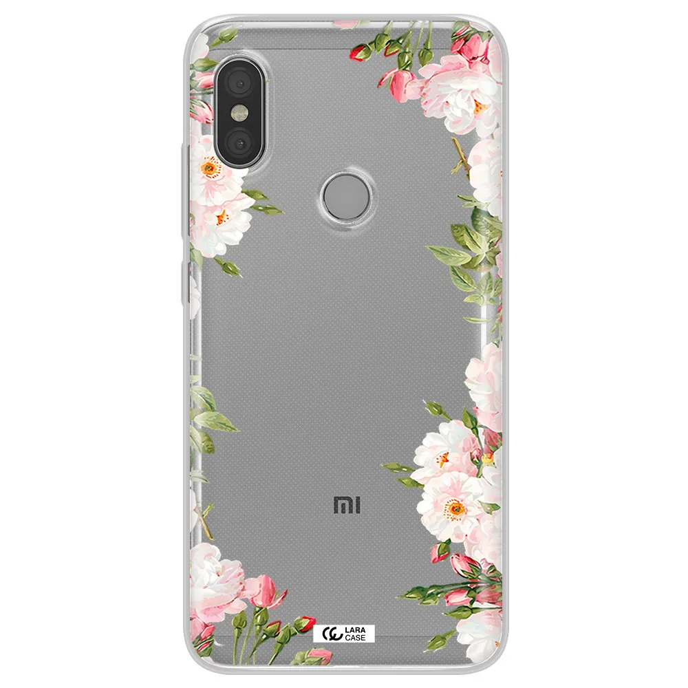 Watercolor Floral Frame Xiaomi Redmi Note 6 Pro Clear TPU Case