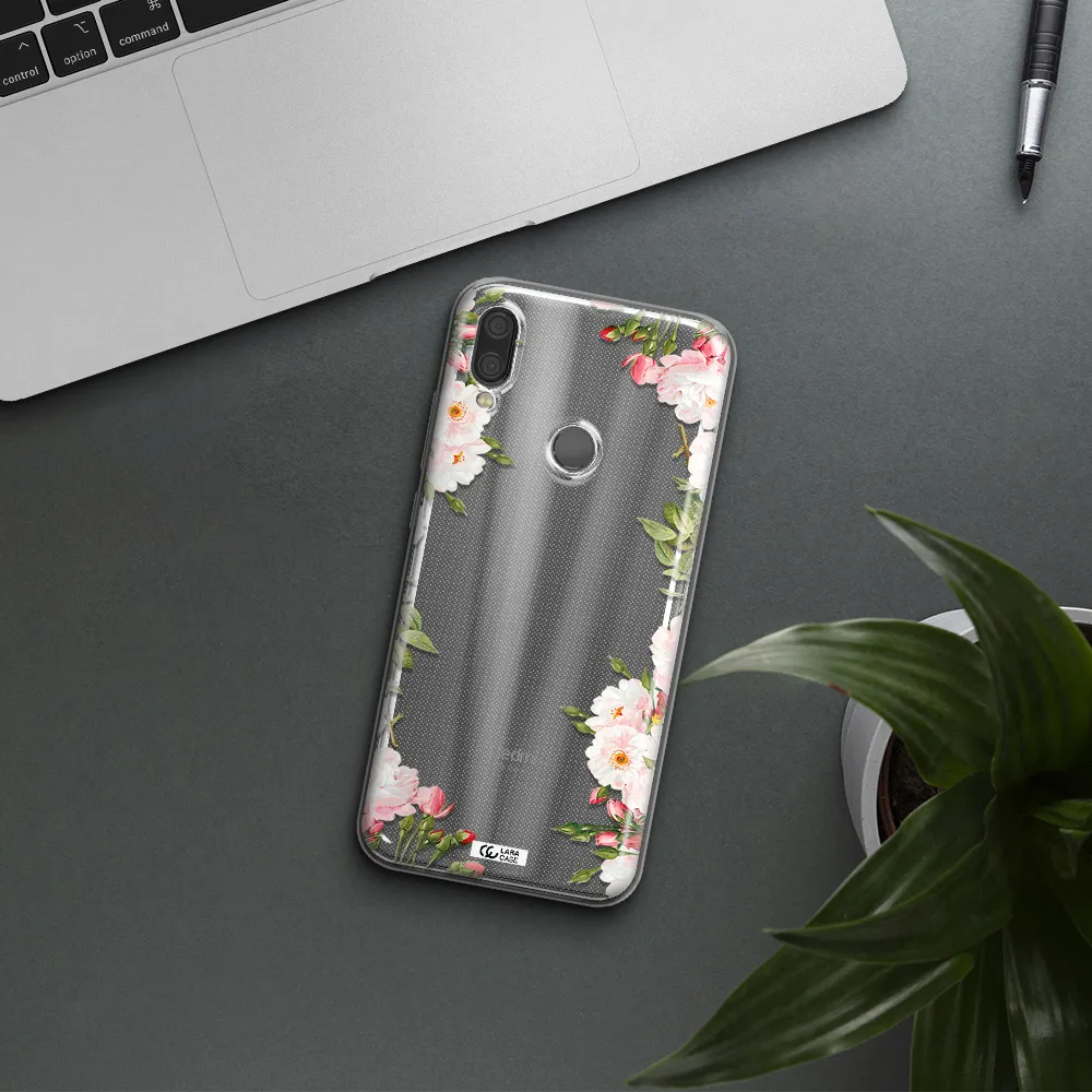 Watercolor Floral Frame Xiaomi Redmi Note 7 Clear TPU Case