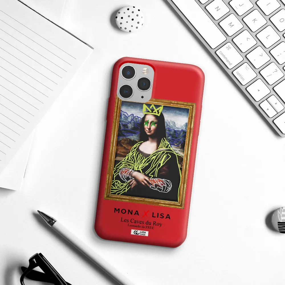 Monalisa Pop Art Apple iPhone 11 pro Silicone Imperial Red Case