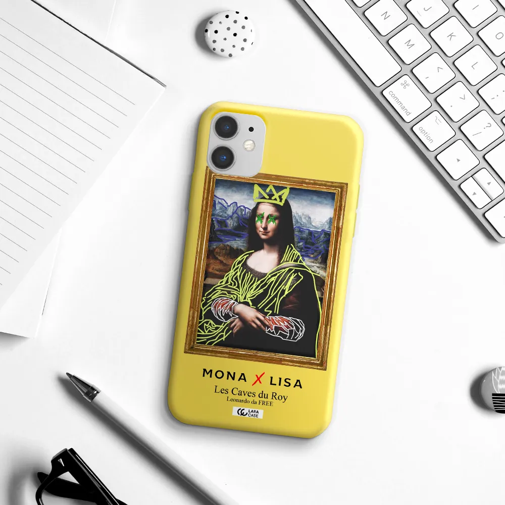 Monalisa Pop Art Apple iPhone 11 Silicone canary yellow Case