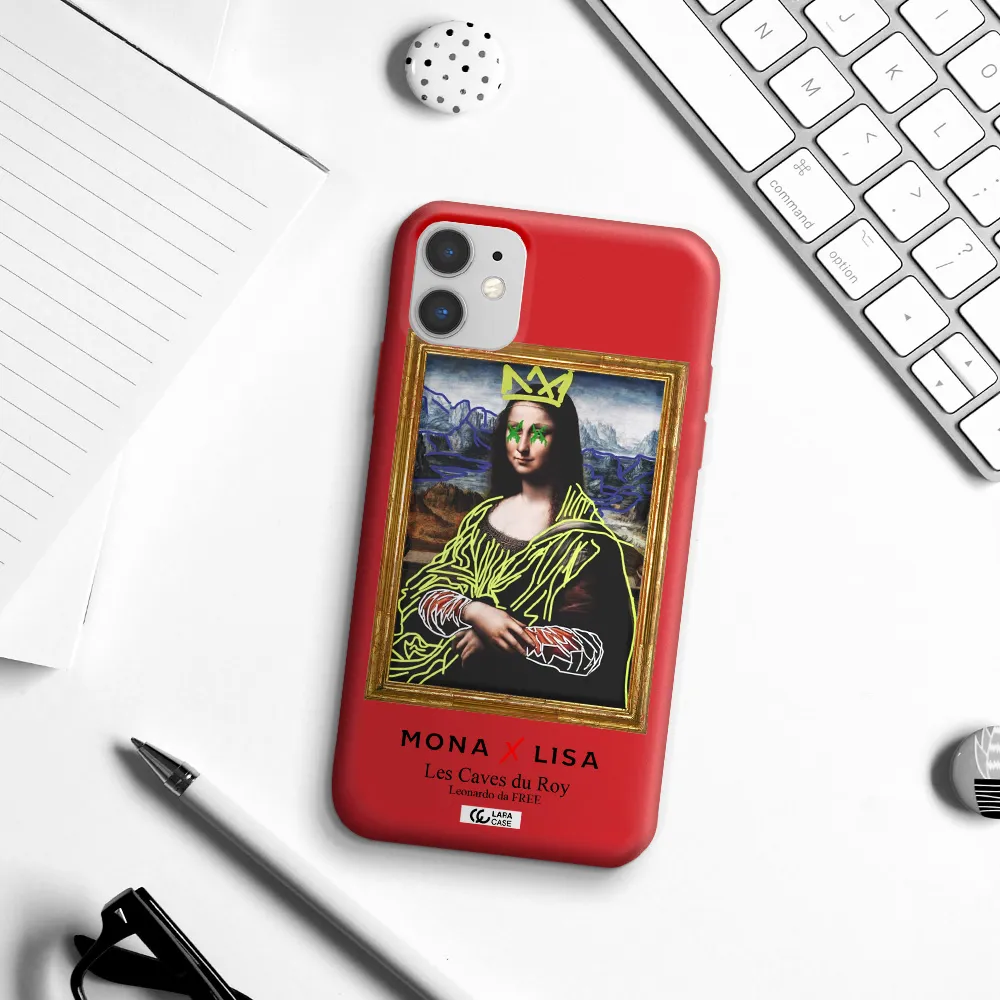 Monalisa Pop Art Apple iPhone 11 Silicone Imperial Red Case