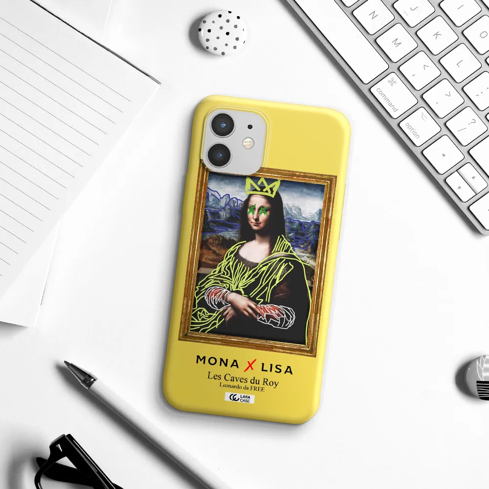 Monalisa Pop Art Apple iPhone 12 mini Silicone canary yellow Case